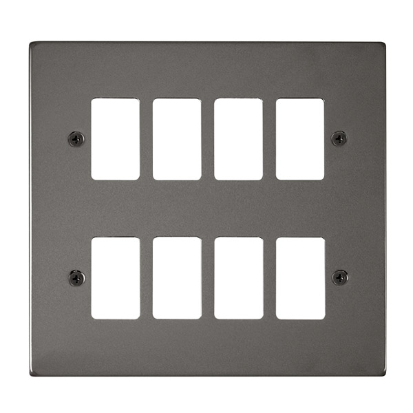 Click Deco Black Nickel 8 Gang Grid Pro Front Plate VPBN20508