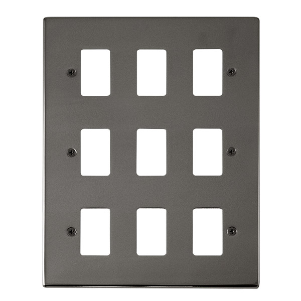 Click Deco Black Nickel 9 Gang Grid Pro Front Plate VPBN20509
