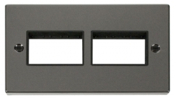 Click Deco Black Nickel Double Plate 6 Gang Aperture VPBN406BK