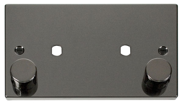 Click Deco Black Nickel Twin Dimmer Plate 1630W Max VPBN186