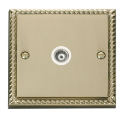 Click Deco Georgian Brass Isolated Coaxial Socket GCBR158WH