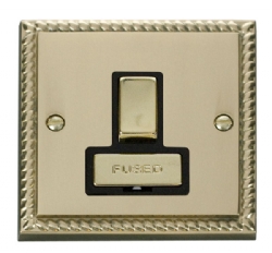 Click Deco Georgian Brass Switched Fused Spur GCBR751BK