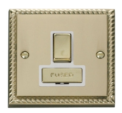 Click Deco Georgian Brass Switched Fused Spur GCBR751WH