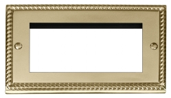 Click Deco Georgian Brass New Media Quad Aperture Plate GCBR312