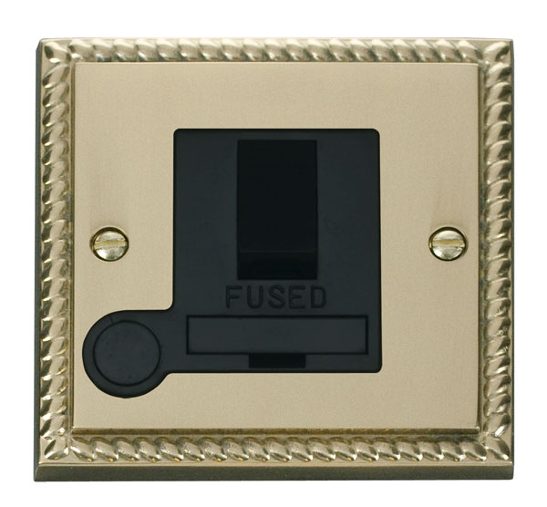 Click Deco Georgian Brass Switched Fused Spur with Flex Outlet GCBR051BK