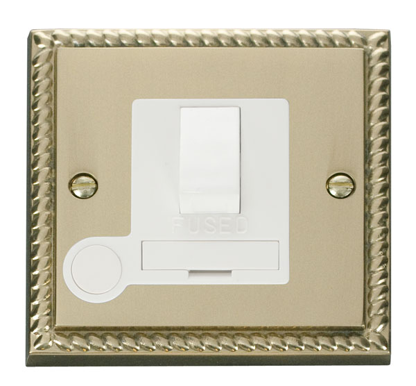 Click Deco Georgian Brass Switched Fused Spur with Flex Outlet GCBR051WH