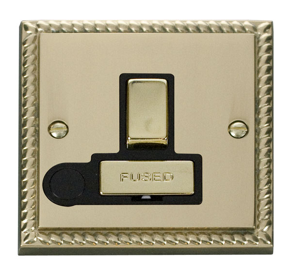 Click Deco Georgian Brass Switched Fused Spur with Flex Outlet GCBR551BK