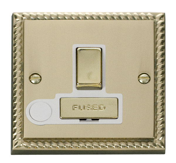 Click Deco Georgian Brass Switched Fused Spur with Flex Outlet GCBR551WH