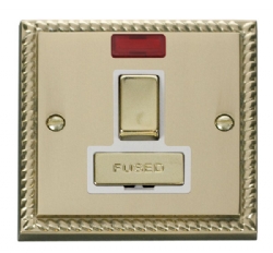 Click Deco Georgian Brass Switched Fused Spur + Neon GCBR752WH