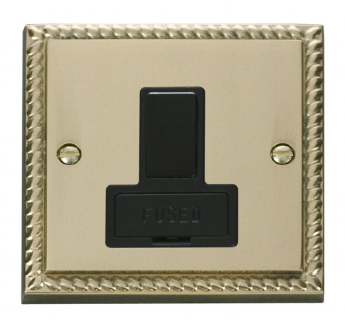 Click Deco Georgian Brass Switched Fused Spur GCBR651BK