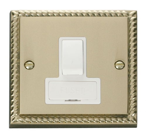Click Deco Georgian Brass Switched Fused Spur GCBR651WH