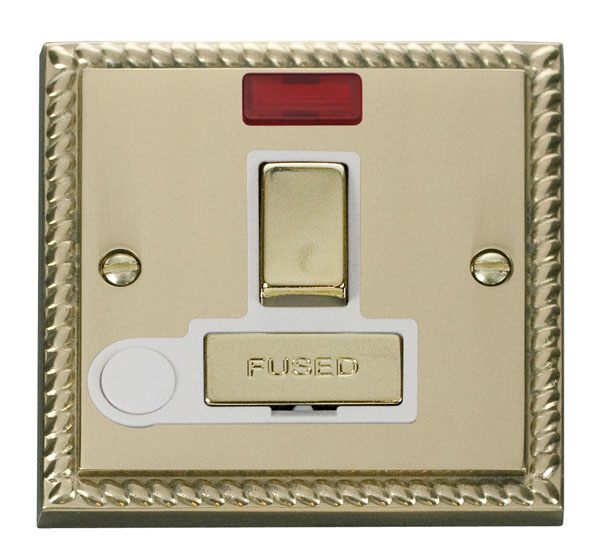 Click Deco Georgian Brass Switched Spur Neon + F/O GCBR552WH