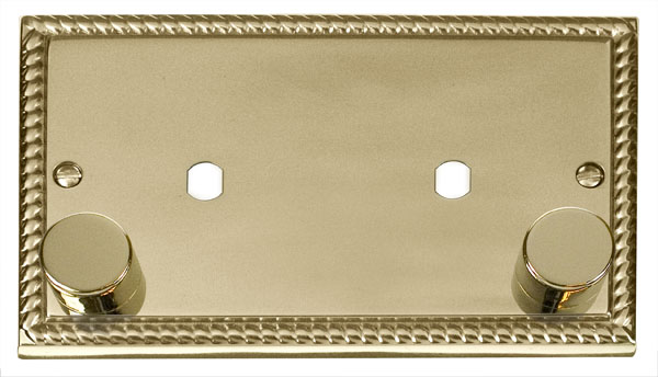 Click Deco Georgian Brass Twin Dimmer Plate 1630W Max GCBR186 