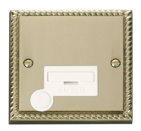 Click Deco Georgian Brass Unswitched Fused Spur + F/O GCBR050WH
