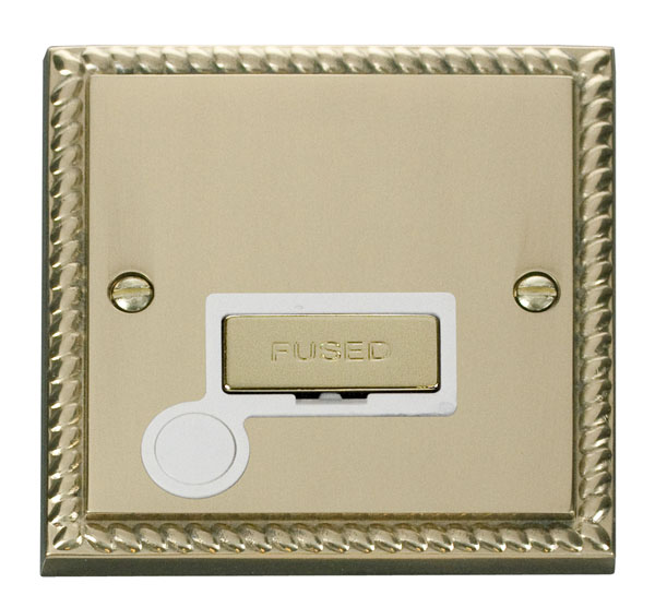 Click Deco Georgian Brass Unswitched Fused Spur + F/O GCBR550WH