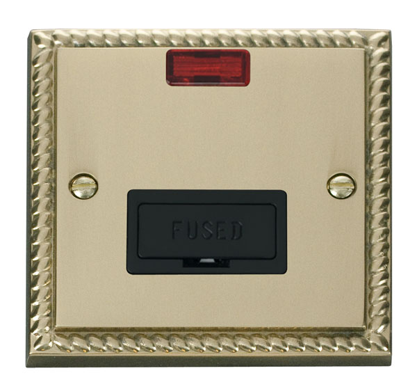 Click Deco Georgian Brass Unswitched Fused Spur + Neon GCBR653BK