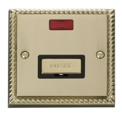 Click Deco Georgian Brass Unswitched Fused Spur + Neon GCBR753BK