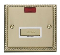 Click Deco Georgian Brass Unswitched Fused Spur + Neon GCBR753WH