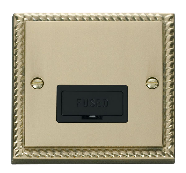 Click Deco Georgian Brass Unswitched Fused Spur GCBR650BK