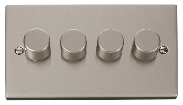 Click Deco Pearl Nickel 4 Gang 2 Way 100W LED Dimmer VPPN164