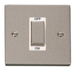 Click Deco Pearl Nickel 1 Gang 45A Double Pole Switch VPPN500WH