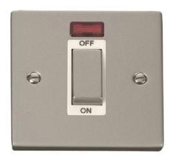 Click Deco Pearl Nickel 1 Gang 45A DP Switch + Neon VPPN501WH