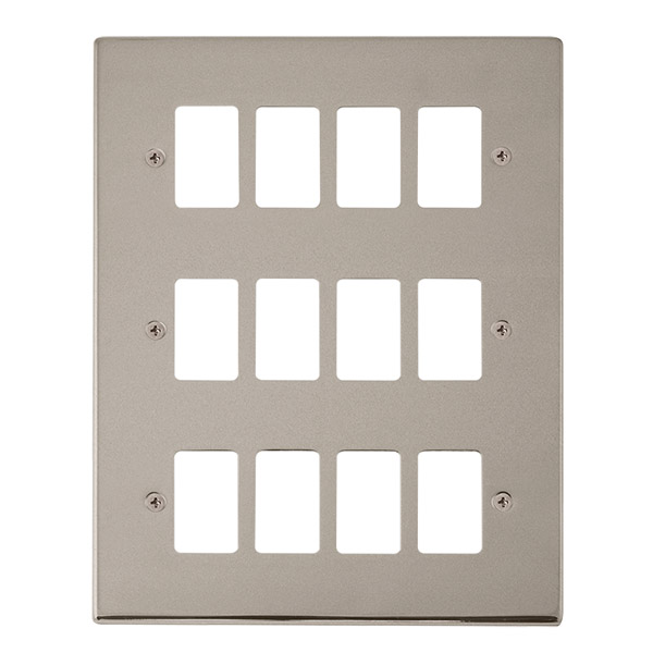 Click Deco Pearl Nickel 12 Gang Grid Pro Front Plate VPPN20512