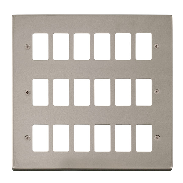 Click Deco Pearl Nickel 18 Gang Grid Pro Front Plate VPPN20518