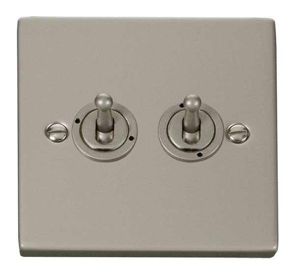 Click Deco Pearl Nickel 2 Gang 2 Way Toggle Switch VPPN422
