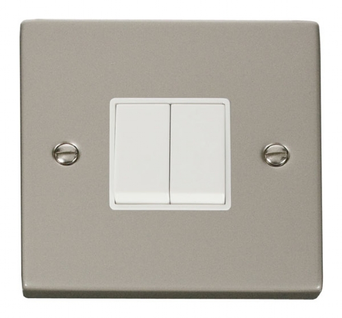 Click Deco Pearl Nickel 2 Gang 2 Way Switch VPPN012WH