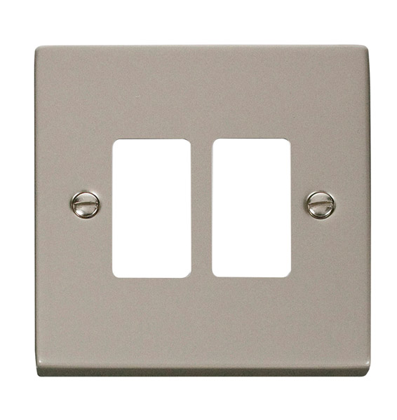Click Deco Pearl Nickel 2 Gang Grid Pro Front Plate VPPN20402