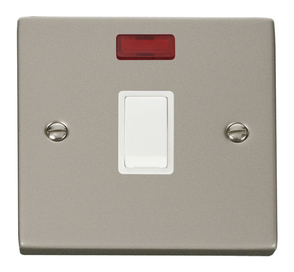 Click Deco Pearl Nickel 20A Double Pole Switch + Neon VPPN623WH