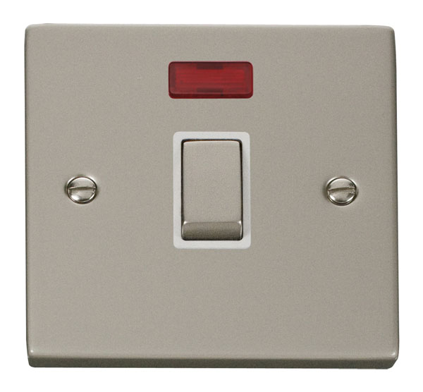 Click Deco Pearl Nickel 20A Double Pole Switch + Neon VPPN723WH