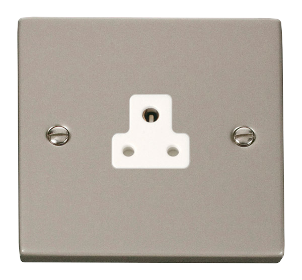 Click Deco Pearl Nickel 2A Single Round Pin Socket VPPN039WH