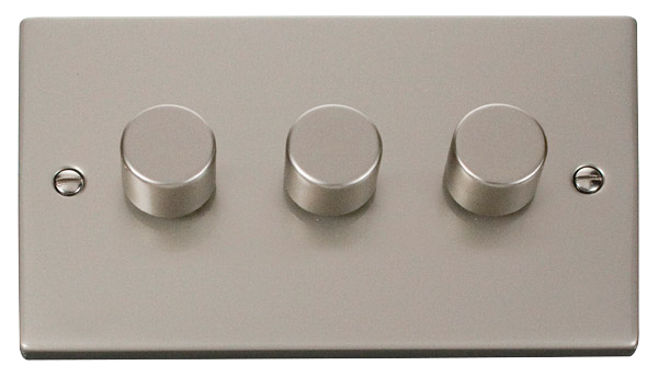 Click Deco Pearl Nickel 3 Gang 2 Way 100W LED Dimmer VPPN163