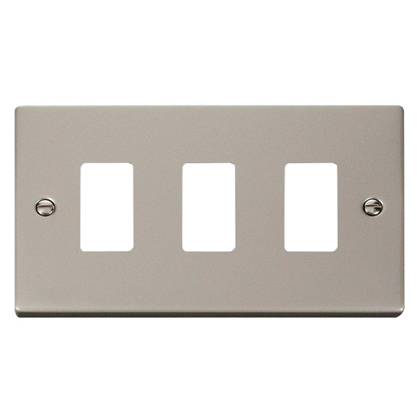 Click Deco Pearl Nickel 3 Gang Grid Pro Front Plate VPPN20403