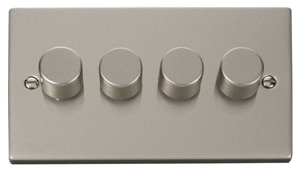Click Deco Pearl Nickel 4 Gang 2 Way 400W Dimmer Switch VPPN154