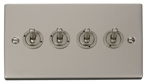 Click Deco Pearl Nickel 4 Gang 2 Way Toggle Switch VPPN424