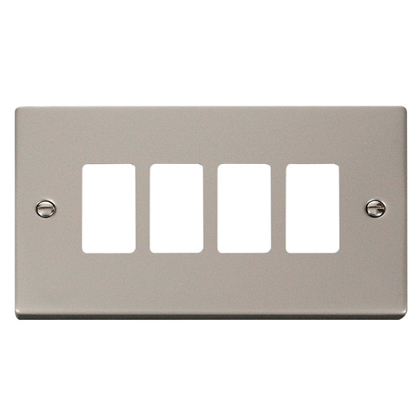 Click Deco Pearl Nickel 4 Gang Grid Pro Front Plate VPPN20404