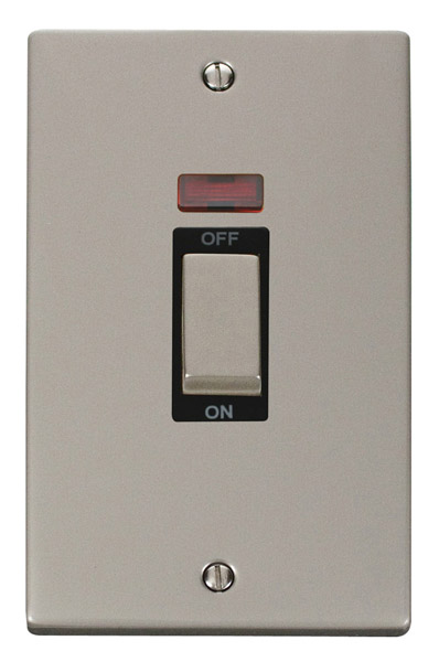 Click Deco Pearl Nickel 45A DP Vertical Switch + Neon VPPN503BK