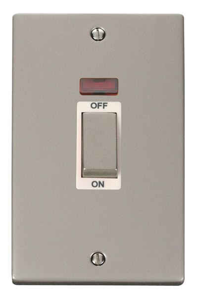 Click Deco Pearl Nickel 45A DP Vertical Switch + Neon VPPN503WH