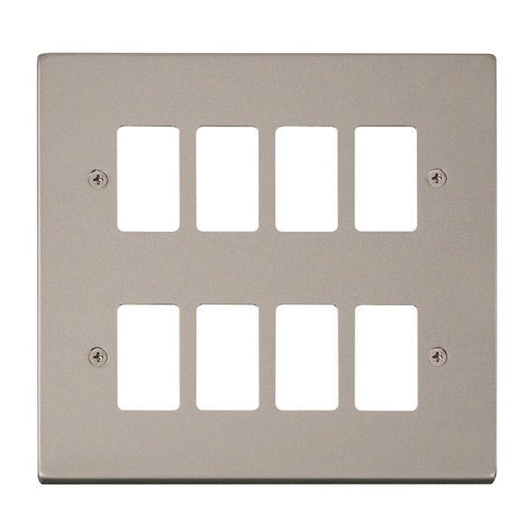 Click Deco Pearl Nickel 8 Gang Grid Pro Front Plate VPPN20508