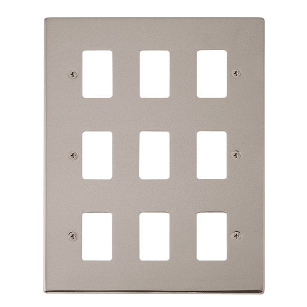 Click Deco Pearl Nickel 9 Gang Grid Pro Front Plate VPPN20509