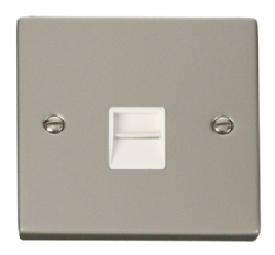 Click Deco Pearl Nickel Secondary Telephone Socket VPPN125WH