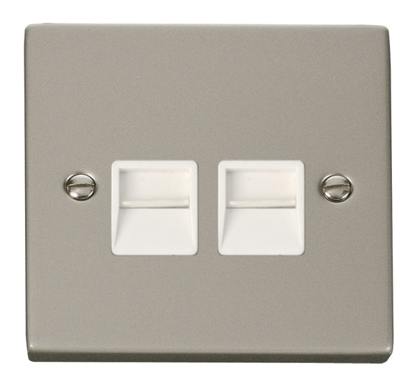 Click Deco Pearl Nickel Secondary Telephone Socket VPPN126WH