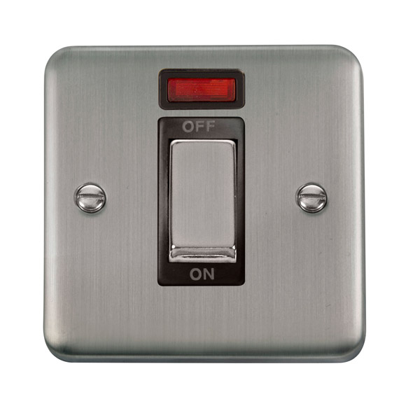 Click Deco Plus Stainless Steel1 Gang 45A Double Pole Switch with Neon DPSS501BK