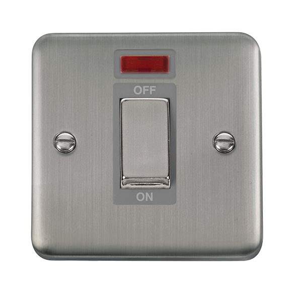 Click Deco Plus Stainless Steel1 Gang 45A Double Pole Switch with Neon DPSS501GY
