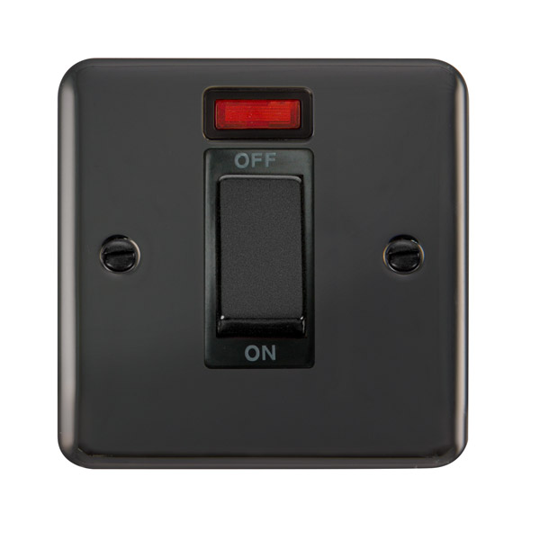 Click Deco Plus Black Nickel 1 Gang 45A Double Pole Switch with Neon DPBN501BK