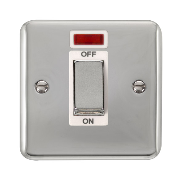 Click Deco Plus Polished Chrome 1 Gang 45A Double Pole Switch with Neon DPCH501WH