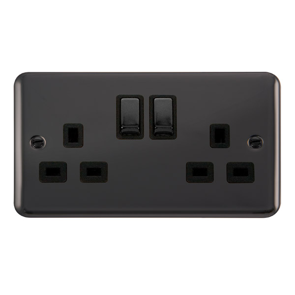 Click Deco Plus Black Nickel 13A Double Switched Socket DPBN536BK